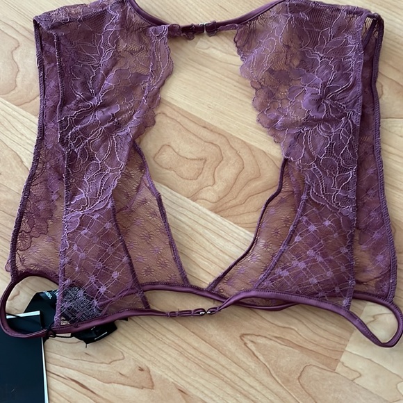 😵2 FOR 25$🥰 NWT Zara Dotted Mesh lace Bralette Lilac - Picture 3 of 4
